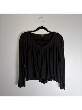 Nine West Black Minimalist Cardigan Blouse Button Front Size M